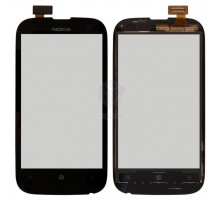 Тачскрин (сенсор) для Nokia 710 Lumia, чёрный, с передней панелью